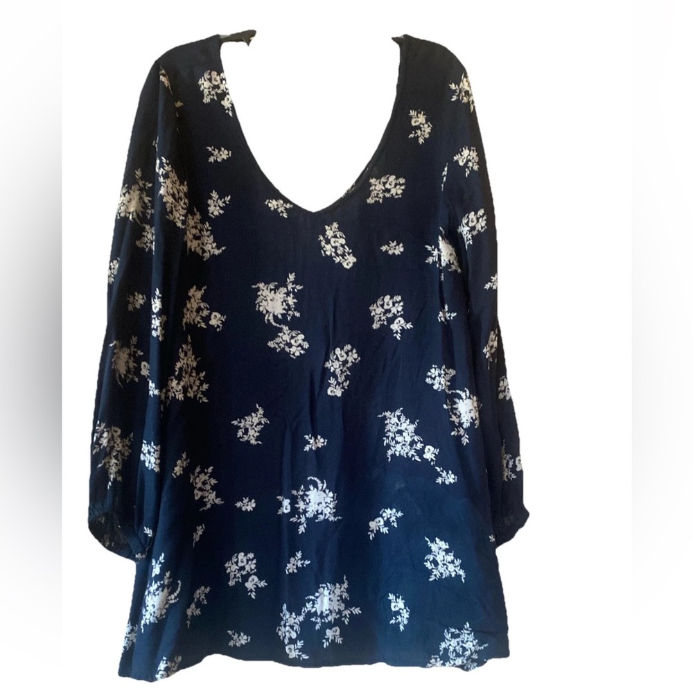 Billabong Swing/Tunic Mini Dress Black/White Floral Size Small